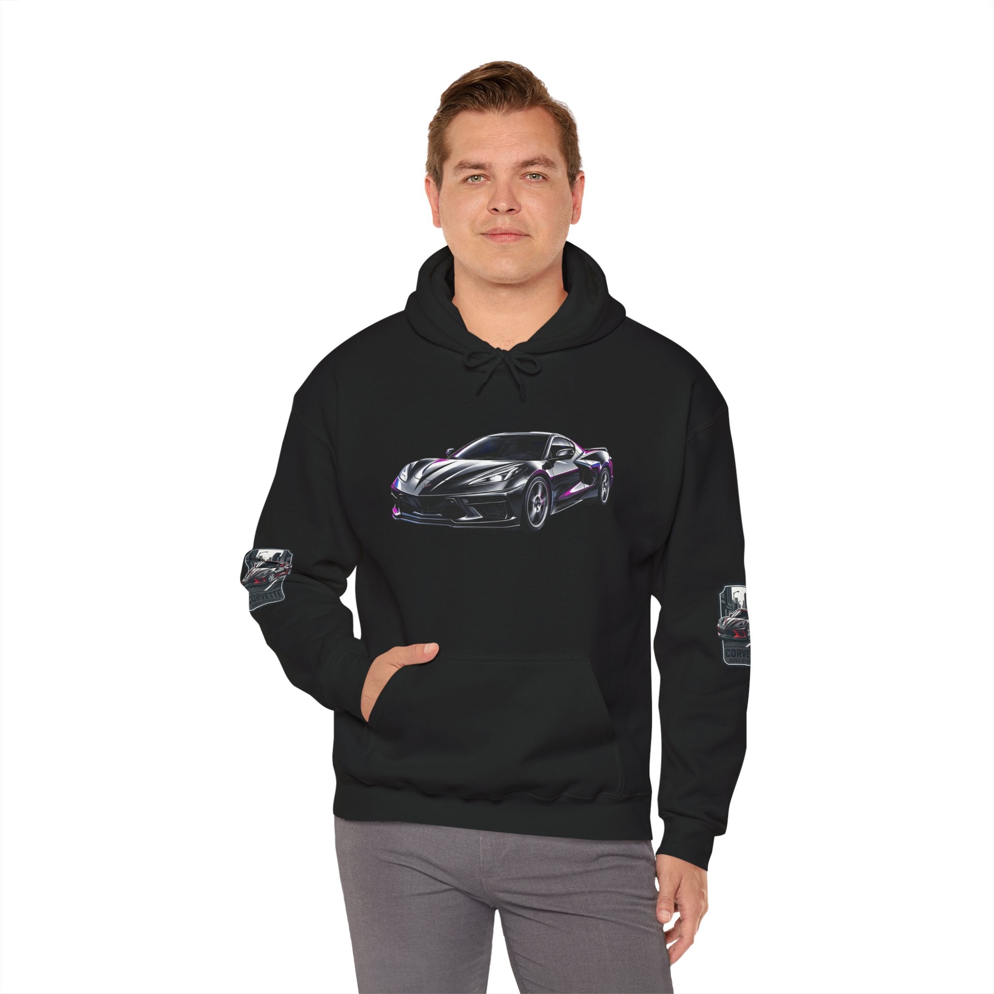 Corvette Hoodie — Midnight Urban Performance Sports Car Graphic