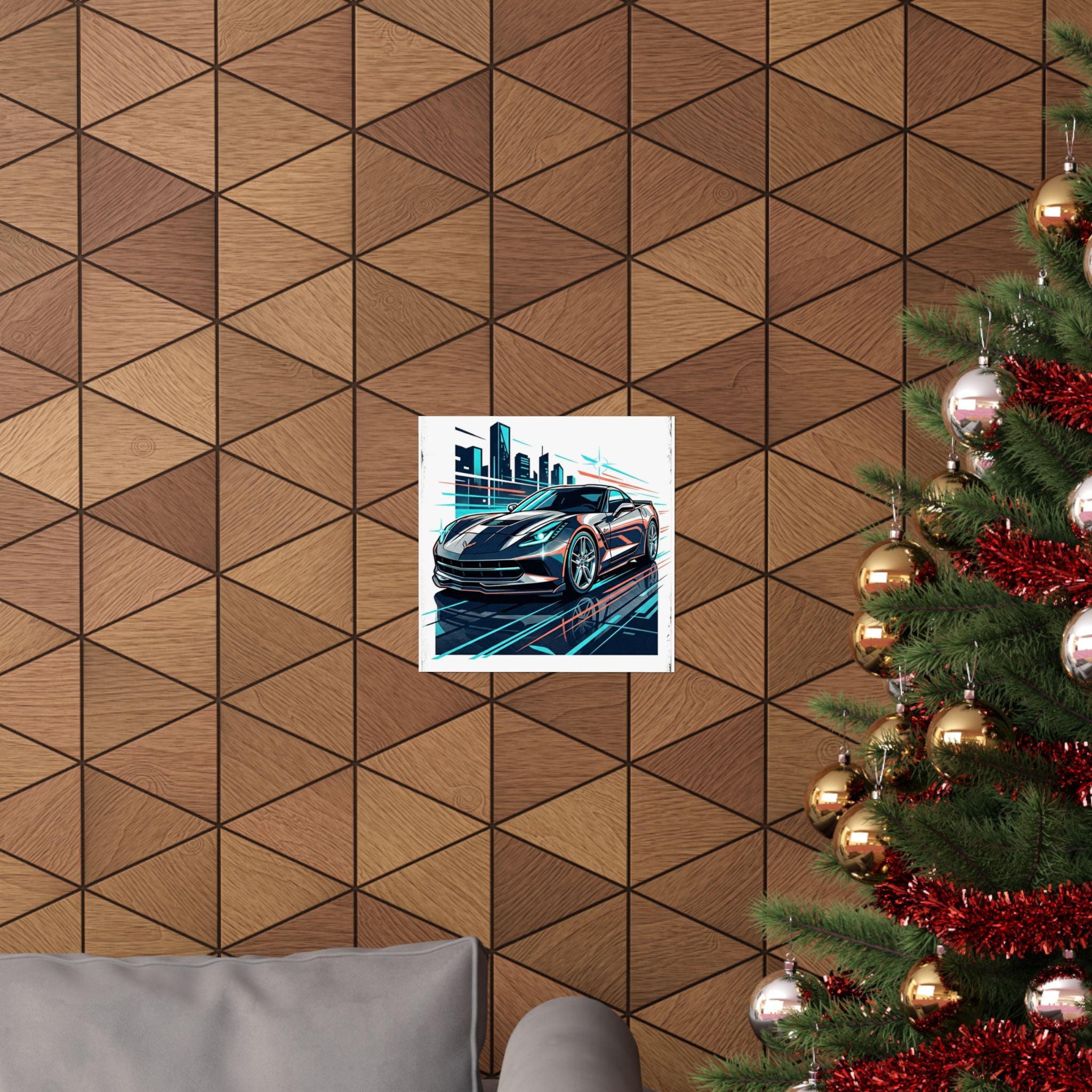 Sports Car Matte Poster — Retro City Supercar Wall Art