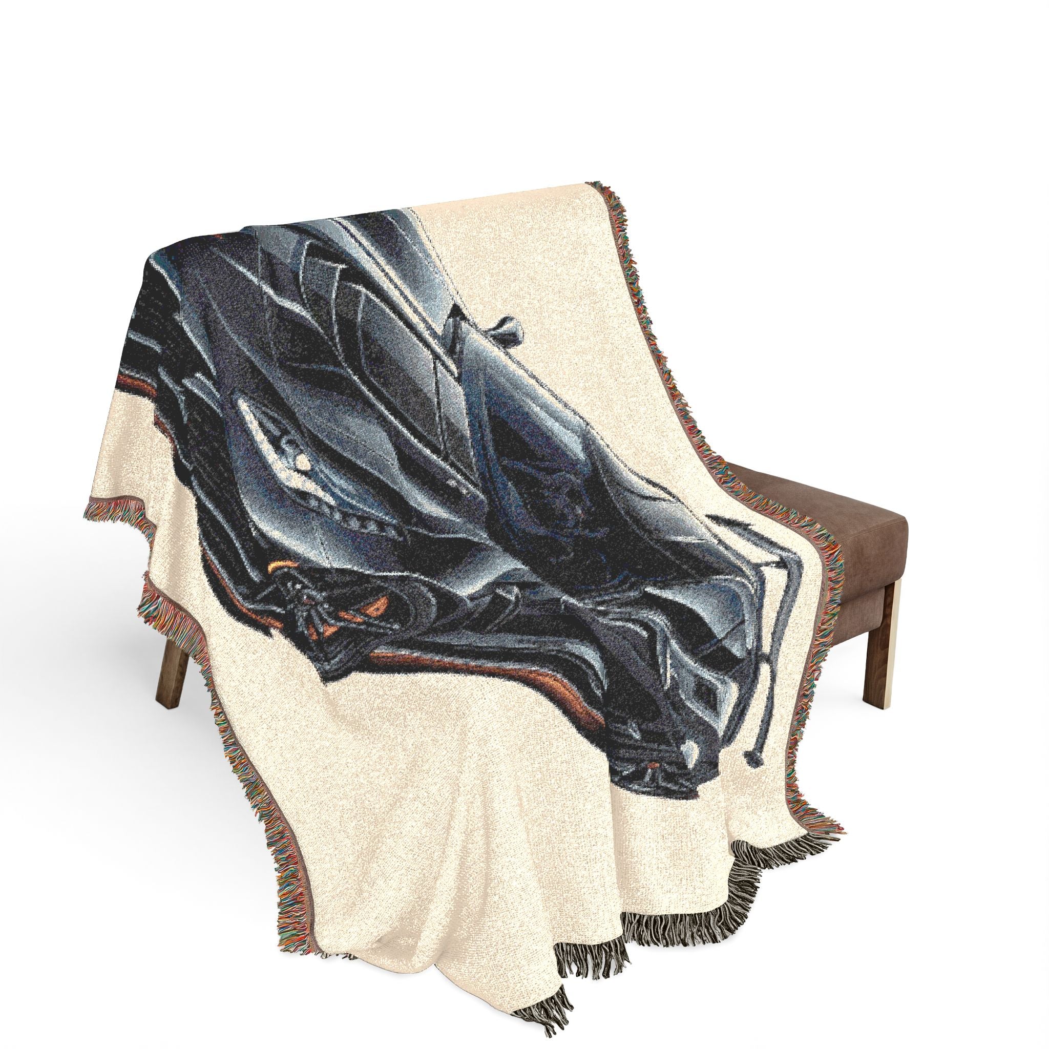Sports Car Woven Blanket – Black Corvette Racing Throw