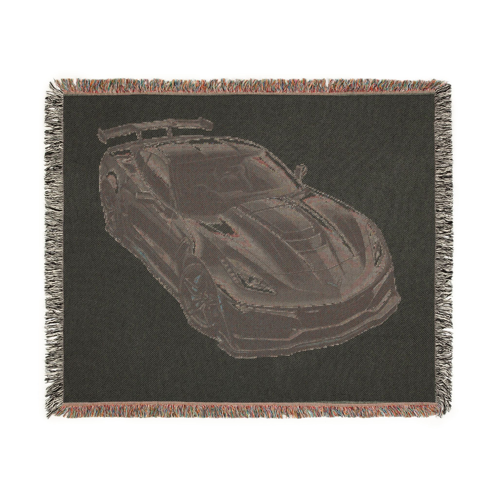 Sports Car Woven Blanket – Black Corvette Racing Throw