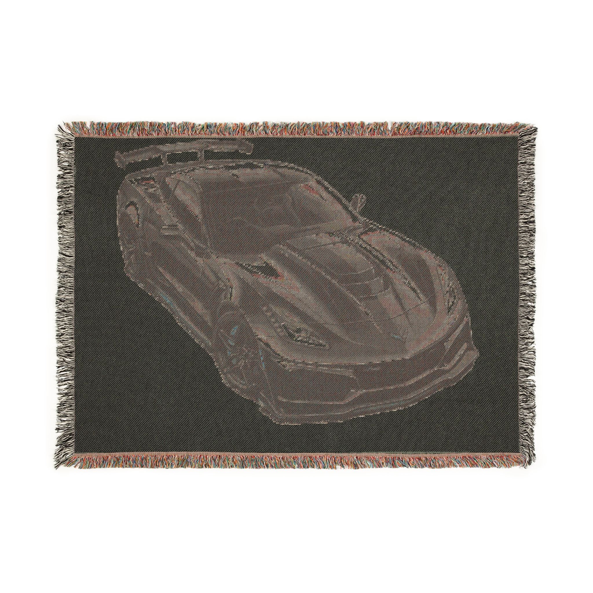 Sports Car Woven Blanket – Black Corvette Racing Throw